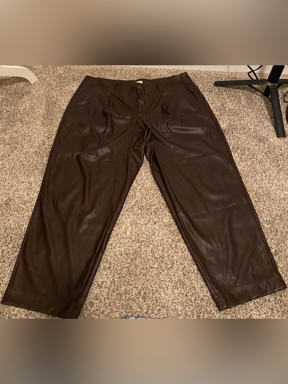 Women’s A New Day Faux Leather Brown Pants - Classic Straight Fit Size 18